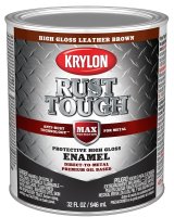 (image for) Krylon Rust Tough K09766008 Rust Preventative Paint, Gloss, Leather Brown, 1 qt, 400 sq-ft/gal Coverage Area