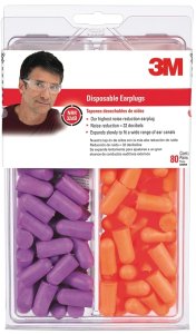 (image for) 3M 7000122742 Disposable Ear Plugs, 32 dB NRR, Foam Ear Plug, Orange/Purple Ear Plug