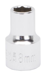 (image for) Vulcan MT6498604 Drive Socket, 8 mm Socket, 3/8 in Drive, 6-Point, Chrome Vanadium Steel, Chrome