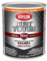 (image for) Krylon Rust Tough K09767008 Rust Preventative Paint, Gloss, Safety Orange, 1 qt, 400 sq-ft/gal Coverage Area