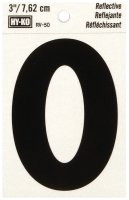 (image for) Hy-Ko RV-50/O Reflective Letter, Character: O, 3 in H Character, Black Character, Silver Background, Vinyl