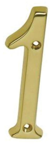 (image for) Schlage SC2-3016-605 #1 House Number, Character: 1, 4 in H Character, Brass Character, Solid Brass