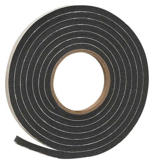 (image for) Frost King R538H Foam Tape, 3/8 in W, 10 ft L, 5/16 in Thick, Rubber, Black