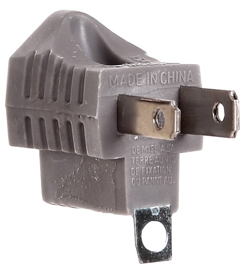 (image for) Eaton Wiring Devices 419GY Outlet Adapter with Grounding Lug, 2-Pole, 15 A, 125 V, 1-Outlet, NEMA: NEMA 1-15 to 5-15