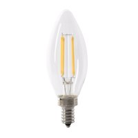 (image for) Feit Electric BPCTC40/950CA/FIL/2 LED Bulb, Decorative, 300 Lumens, 3.3 W, B10 Lamp, 40 W Equivalent, E12 Lamp Base