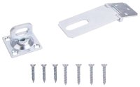 (image for) ProSource LR-125-BC3L-PS Safety Hasp, 3-1/2 in L, 3-1/2 in W, Steel, Zinc, 3/8 in Dia Shackle, Swivel Staple