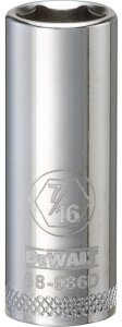 (image for) DEWALT DWMT88986OSP Drive Socket, 7/16 in Socket, 3/8 in Drive, 6-Point, Vanadium Steel, Polished Chrome