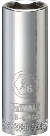 (image for) DEWALT DWMT88986OSP Drive Socket, 7/16 in Socket, 3/8 in Drive, 6-Point, Vanadium Steel, Polished Chrome