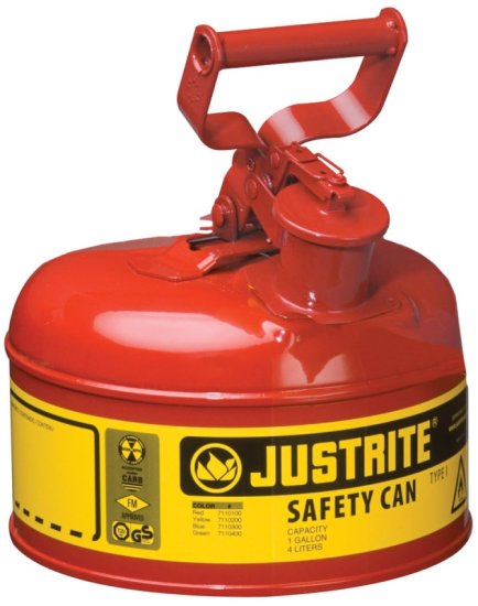 (image for) Justrite 7110100 Safety Can, 9-1/2 in Dia, 11 in OAH, 1 gal, Steel, Red