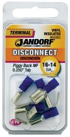 (image for) Jandorf 60880 Disconnect Terminal, 16 to 14 AWG Wire, Vinyl Insulation, Copper Contact, Blue, 5/PK