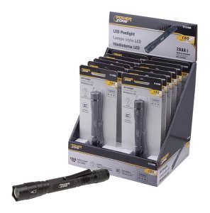 (image for) PowerZone F12001 Penlight, AAA Battery, AAA Battery, LED Lamp, 150 Lumens, 60 m Beam Distance, 1 hrs Run Time, Black