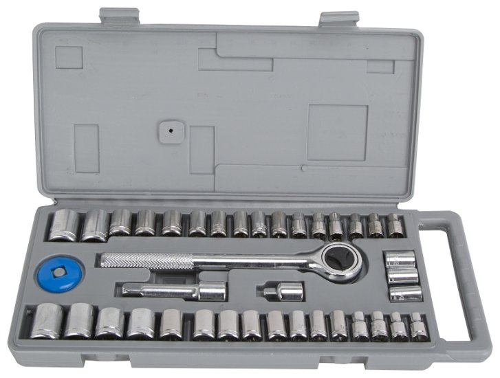 (image for) Vulcan TG040-2 Socket Set, Carbon Steel, Chrome, Silver