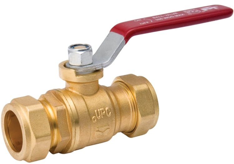 (image for) B & K 107-024NL Ball Valve, 3/4 in Connection, Compression, 200 psi Pressure, Manual Actuator, Brass Body