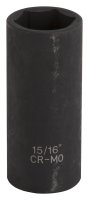 (image for) Vulcan MT6580179 Deep Impact Socket, 15/16 in Socket, 1/2 in Drive, Deep Drive, 6-Point, Chrome Molybdenum Steel
