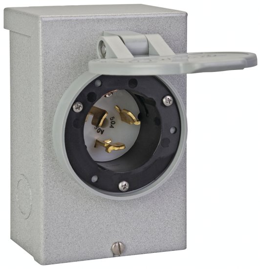 (image for) Reliance Controls PB50 Power Inlet Box, 50 A, 125/250 V, Gray