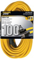 (image for) PowerZone OR500835 Extension Cord, 12 AWG Cable, 100 ft L, 125 V, Yellow