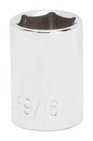 (image for) Vulcan MT6494496 Drive Socket, 9/16 in Socket, 3/8 in Drive, 6-Point, Chrome Vanadium Steel, Chrome
