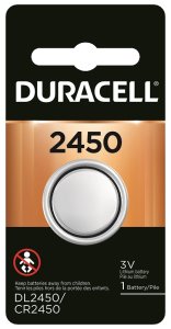 (image for) Duracell DL2450BPK Battery, 3 V Battery, 600 mAh, CR2450 Battery, Lithium, Manganese Dioxide