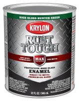 (image for) Krylon Rust Tough K09714008 Rust Preventative Paint, Gloss, Hunter Green, 1 qt, 400 sq-ft/gal Coverage Area