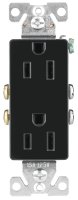 (image for) Eaton Wiring Devices 1107-9BK-BOX Duplex Receptacle, PVC, Black, 2-Pole, 15 A, 125 V, Back, Side Wiring, NEMA: 5-15R