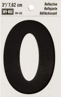 (image for) Hy-Ko RV-50/0 Reflective Sign, Character: 0, 3 in H Character, Black Character, Silver Background, Vinyl