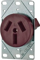 (image for) Eaton Cooper Wiring 32B-BOX Power Receptacle, 3 -Pole, 125/250 V, 50 A, NEMA: NEMA 10-50R, Brown
