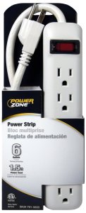 (image for) PowerZone OR801118 Power Outlet Strip, Straight Plug, 6 -Socket, 15 A, 125 V