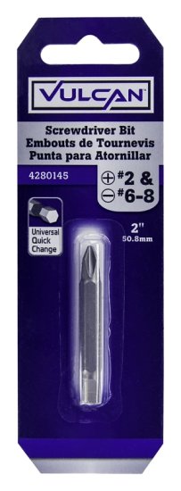 (image for) Vulcan 308801OR Double-Ended Screwdriver Bit, Hex Shank, S2 Chrome Molybdenum Steel