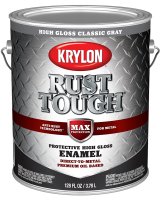 (image for) Krylon Rust Tough K09738008 Rust Preventative Paint, Gloss, Classic Gray, 1 gal, 400 sq-ft/gal Coverage Area