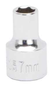 (image for) Vulcan MT6498539 Drive Socket, 7 mm Socket, 3/8 in Drive, 6-Point, Chrome Vanadium Steel, Chrome