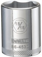 (image for) DEWALT DWMT86453OSP Drive Socket, 15/16 in Socket, 1/2 in Drive, 6-Point, Steel, Polished Chrome Vanadium