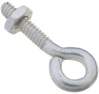 (image for) National Hardware N221-051 Eye Bolt, #10-24 Thread, 3/4 in L Thread, 0.28 in ID Dia Eye, 0.91 in L Shank, Steel, Zinc