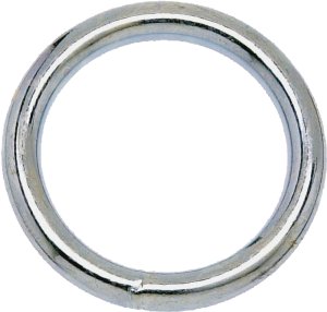 (image for) Campbell T7665042 Welded Ring, 200 lb Working Load, 1-1/2 in ID Dia Ring, #3 Chain, Steel, Nickel-Plated