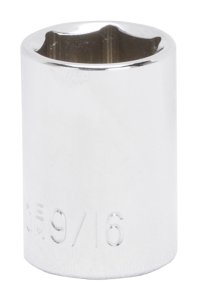 (image for) Vulcan MT6494496 Drive Socket, 9/16 in Socket, 3/8 in Drive, 6-Point, Chrome Vanadium Steel, Chrome