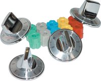 (image for) Camco USA 00903 Burner Knob Kit, Includes: Adapter, Dials, Inserts and (4) Chrome Knobs