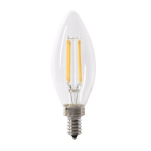 (image for) Feit Electric BPCTC40/950CA/FIL/2 LED Bulb, Decorative, 300 Lumens, 3.3 W, B10 Lamp, 40 W Equivalent, E12 Lamp Base