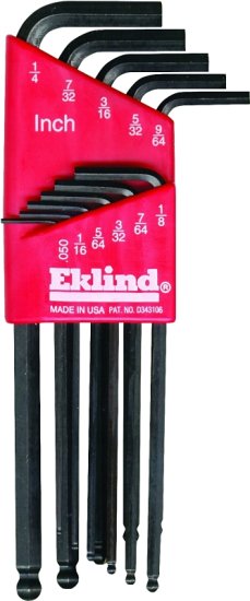 (image for) Eklind 13211 Hex Key Set, Includes: 0.05 to 1/4 in Keys, 11-Piece, Steel, Black