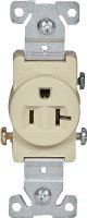 (image for) Eaton Wiring Devices 1877V-BOX Single Receptacle, 2 -Pole, 125 V, 20 A, Side Wiring, NEMA: NEMA 5-20R, Ivory