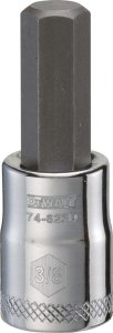 (image for) DEWALT DWMT74623OSP Fractional Hex Bit Socket, 3/8 in Tip, 3/8 in Drive, Polished Chrome Vanadium, 1-31/32 in OAL