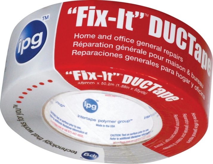 (image for) IPG 6900 Duct Tape, 55 yd L, 1.88 in W, Poly-Coated Cloth Backing, Silver