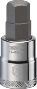 (image for) DEWALT DWMT74635OSP Fractional Hex Bit Socket, 1/2 in Tip, 3/8 in Drive, Polished Chrome Vanadium, 1-31/32 in OAL