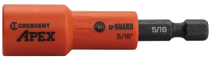 (image for) Crescent APEX u-GUARD CAUGN2DHX20 Covered Magnetic Nutsetter, 5/16 in Drive, 2.56 in L, Hex Shank