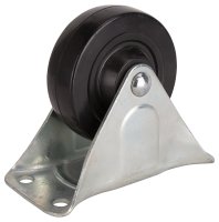 (image for) ProSource JC-H04 Rigid Caster, 4 in Dia Wheel, 1-1/4 in W Wheel, Rubber Wheel, Black, 255 lb, Steel Housing Material
