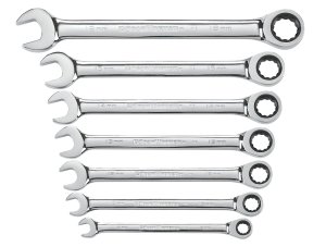(image for) GearWrench 9417 Wrench Set, 7-Piece, Steel, Polished Chrome, Specifications: Metric Measurement