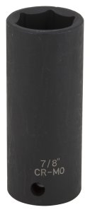 (image for) Vulcan MT6580178 Deep Impact Socket, 7/8 in Socket, 1/2 in Drive, Deep Drive, 6-Point, Chrome Molybdenum Steel