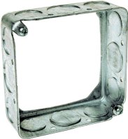 (image for) Raco 8203 Extension Ring, 1-1/2 in L, 4 in W, 1-Gang, 12-Knockout, Steel, Galvanized