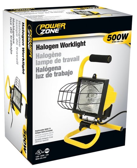 (image for) PowerZone ORHL500W03 Work Light, 1-Lamp, Halogen Lamp, 8000 Lumens, Yellow