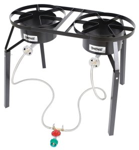 (image for) Bayou Classic DB250 Dual-Burner Cooker, 2-Burner, LPG, 100,000 Btu, Manual Ignition, Steel