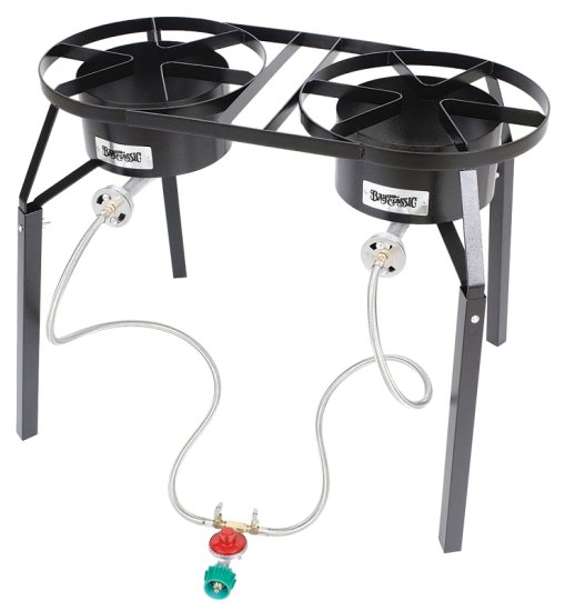 (image for) Bayou Classic DB250 Dual-Burner Cooker, 2-Burner, LPG, 100,000 Btu, Manual Ignition, Steel