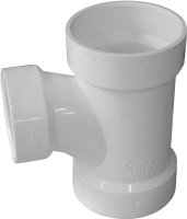 (image for) Canplas 192126L Sanitary Pipe Tee, 2 x 1-1/2 in, Hub, PVC, White